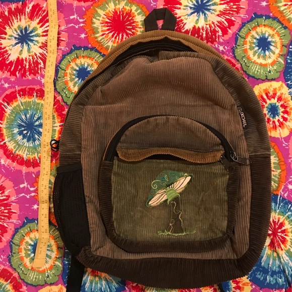 ixchel Handbags - Corduroy Backpack with Mushroom Embroidery